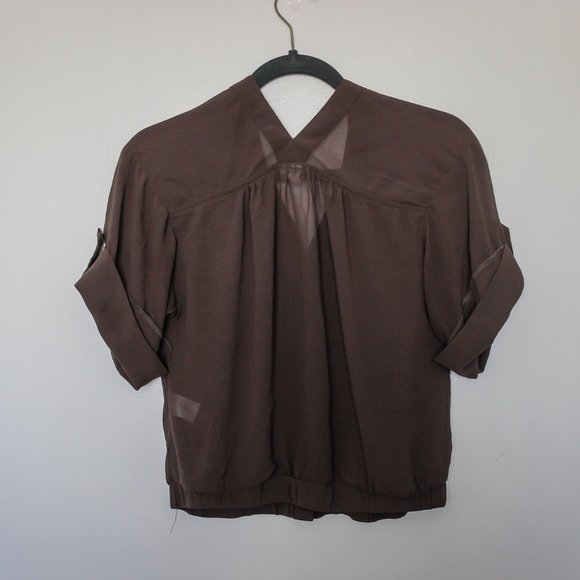 Mind Code brown sheer top - Picture 2 of 3